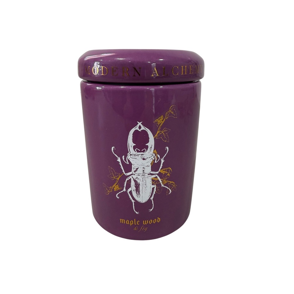 Modern Alchemy DL & Co Maple Wood Fig Scented Candle Purple Halloween Beetle Jar
